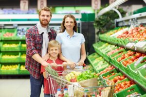 Family in grocery store